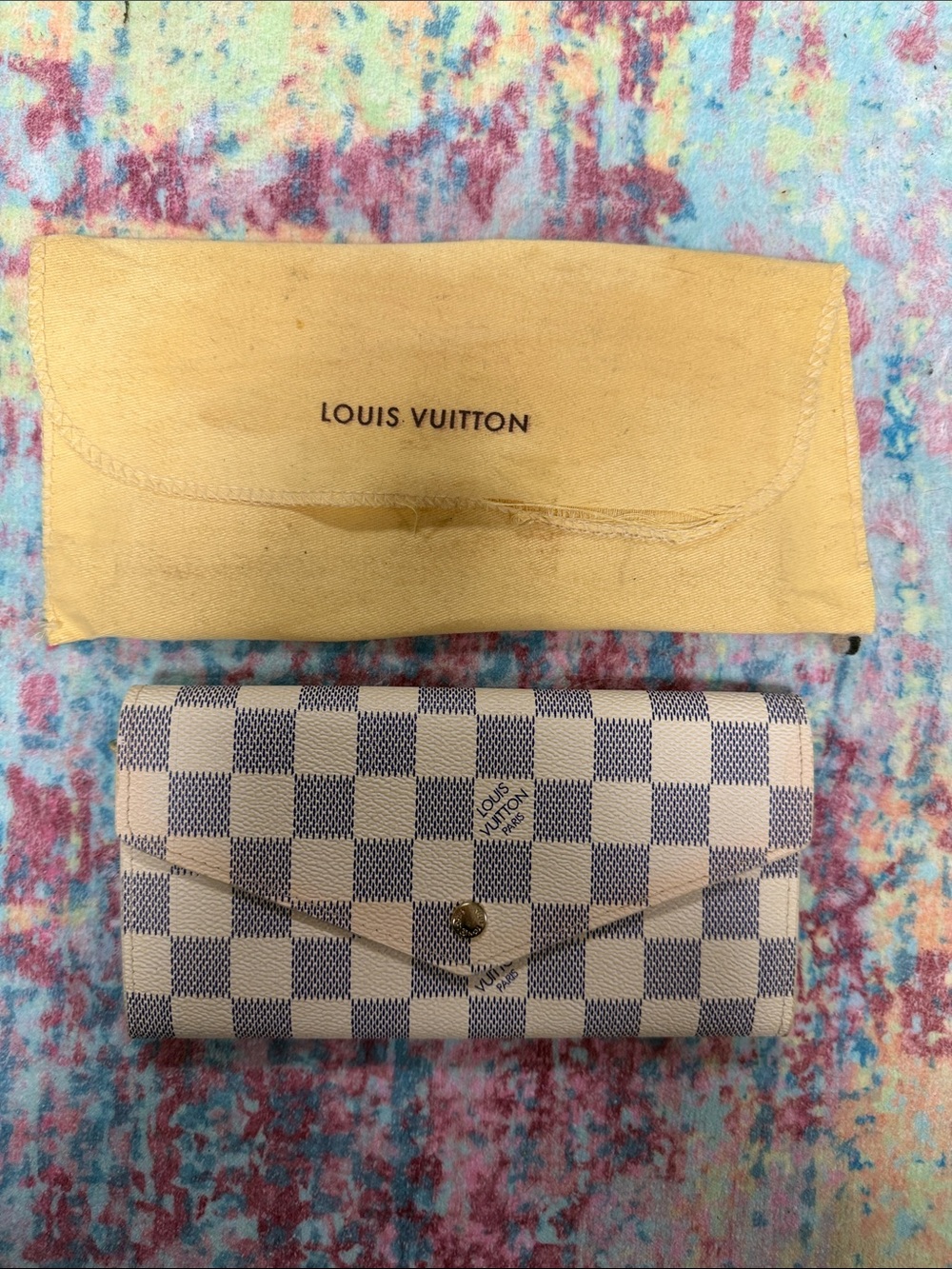 Checkered Wallet - White and Blue